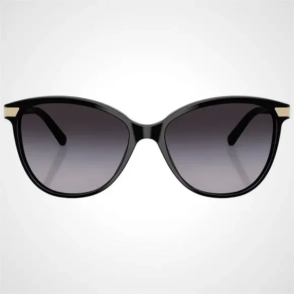 New Burberry Sunglasses Black Cat Eye Check Arms Gold Hardware Womens BURBERRY - Picture 2 of 10